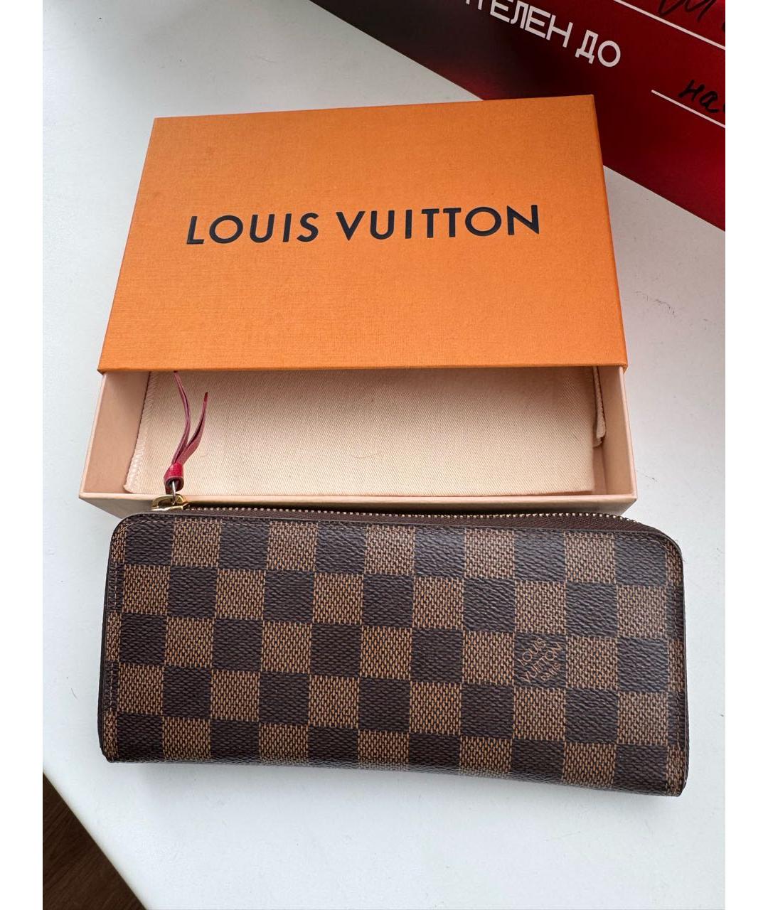 LOUIS VUITTON Коричневый кожаный кошелек, фото 9