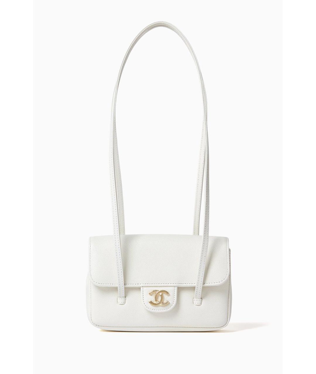 CHANEL Белая кожаная сумка через плечо, фото 3