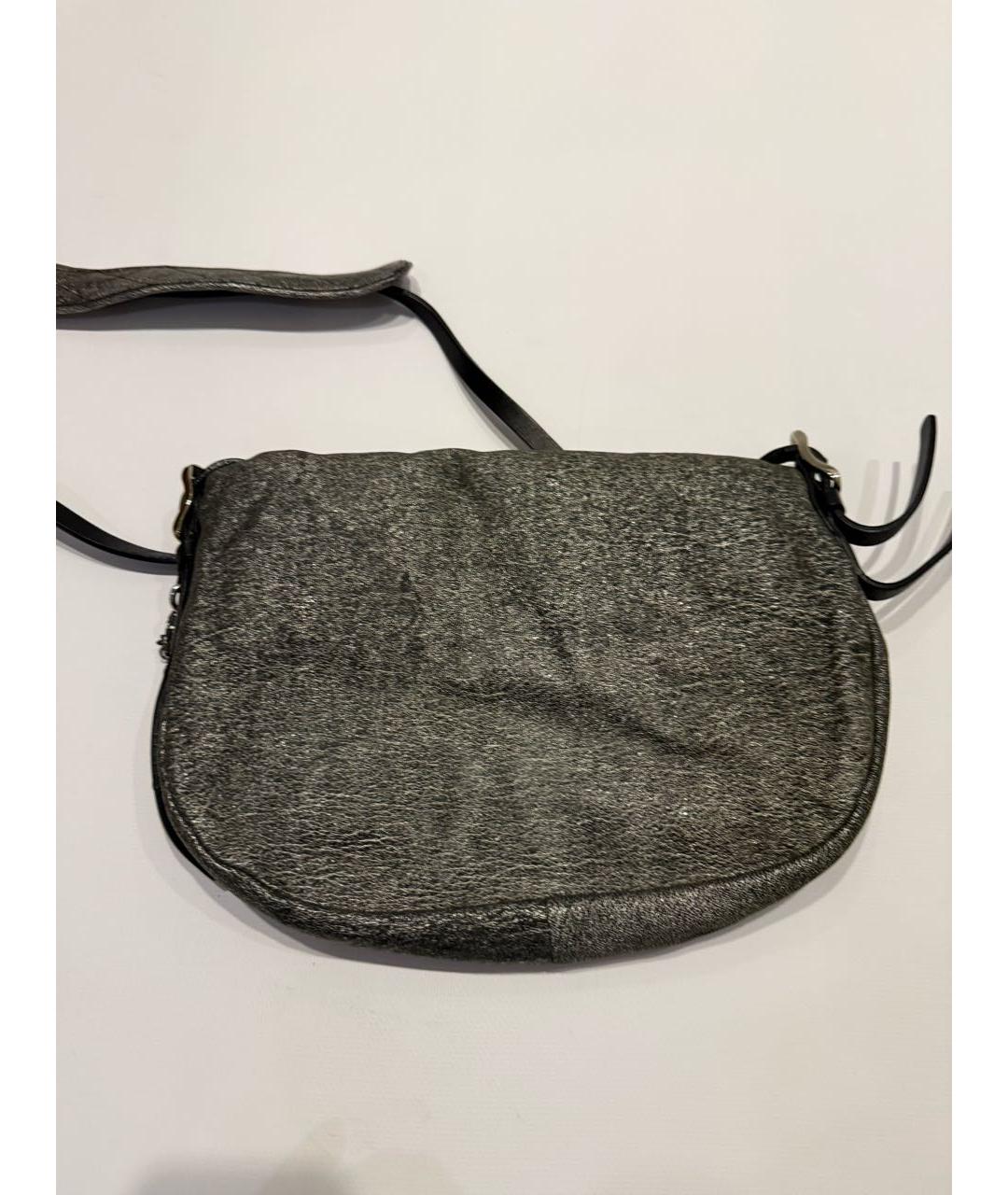 JIMMY CHOO Серебряная кожаная сумка через плечо, фото 3