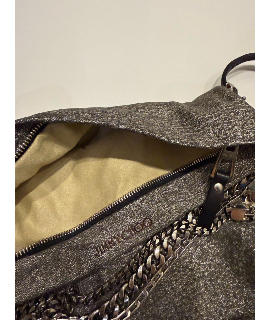 JIMMY CHOO Серебряная кожаная сумка через плечо, фото 4