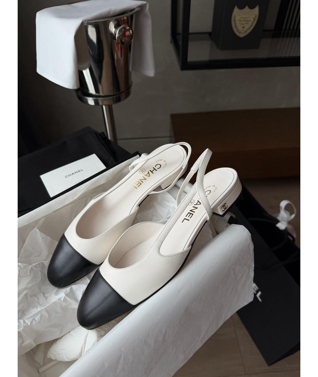 CHANEL Белые кожаные туфли, фото 6