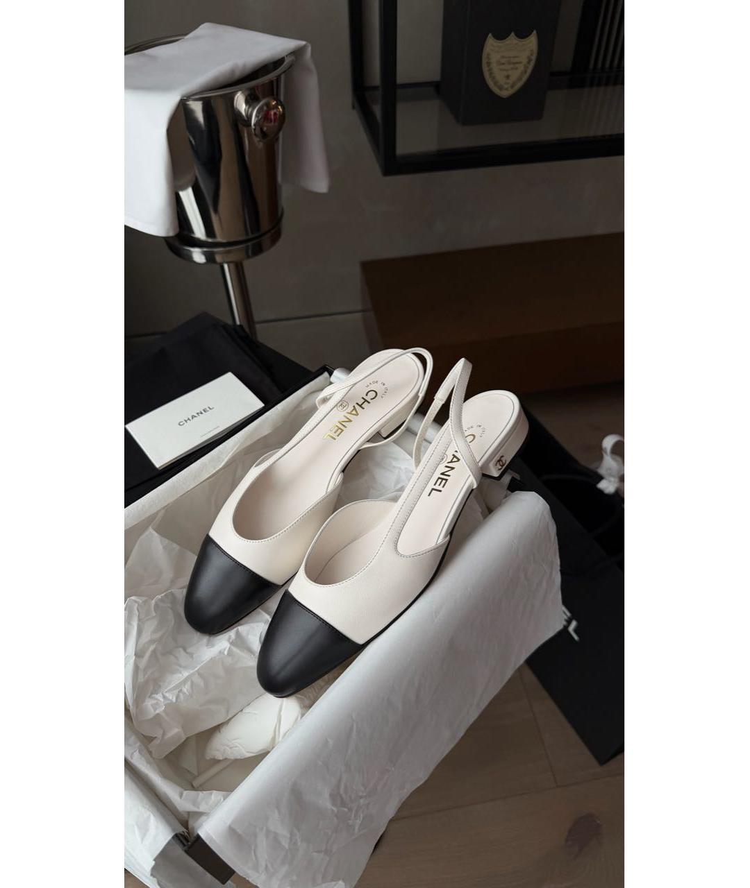 CHANEL Белые кожаные туфли, фото 4