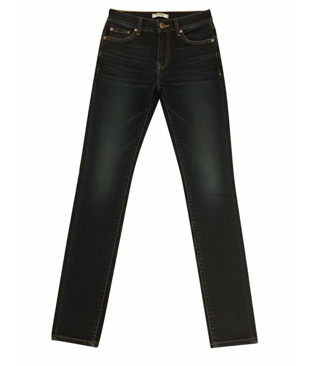 PRADA Темно-синие хлопко-эластановые джинсы слим, фото 1