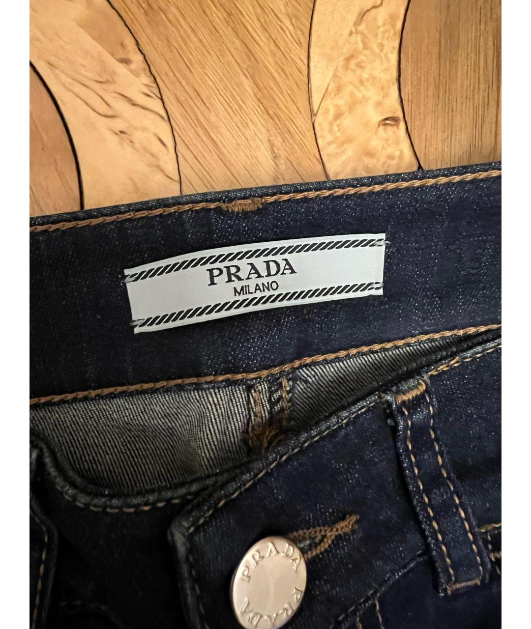 PRADA Темно-синие хлопко-эластановые джинсы слим, фото 4