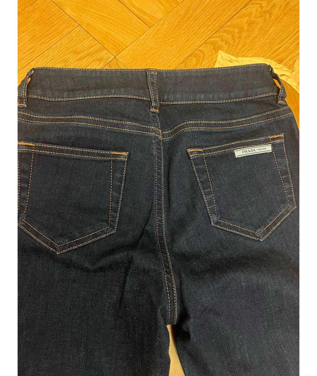 PRADA Темно-синие хлопко-эластановые джинсы слим, фото 7