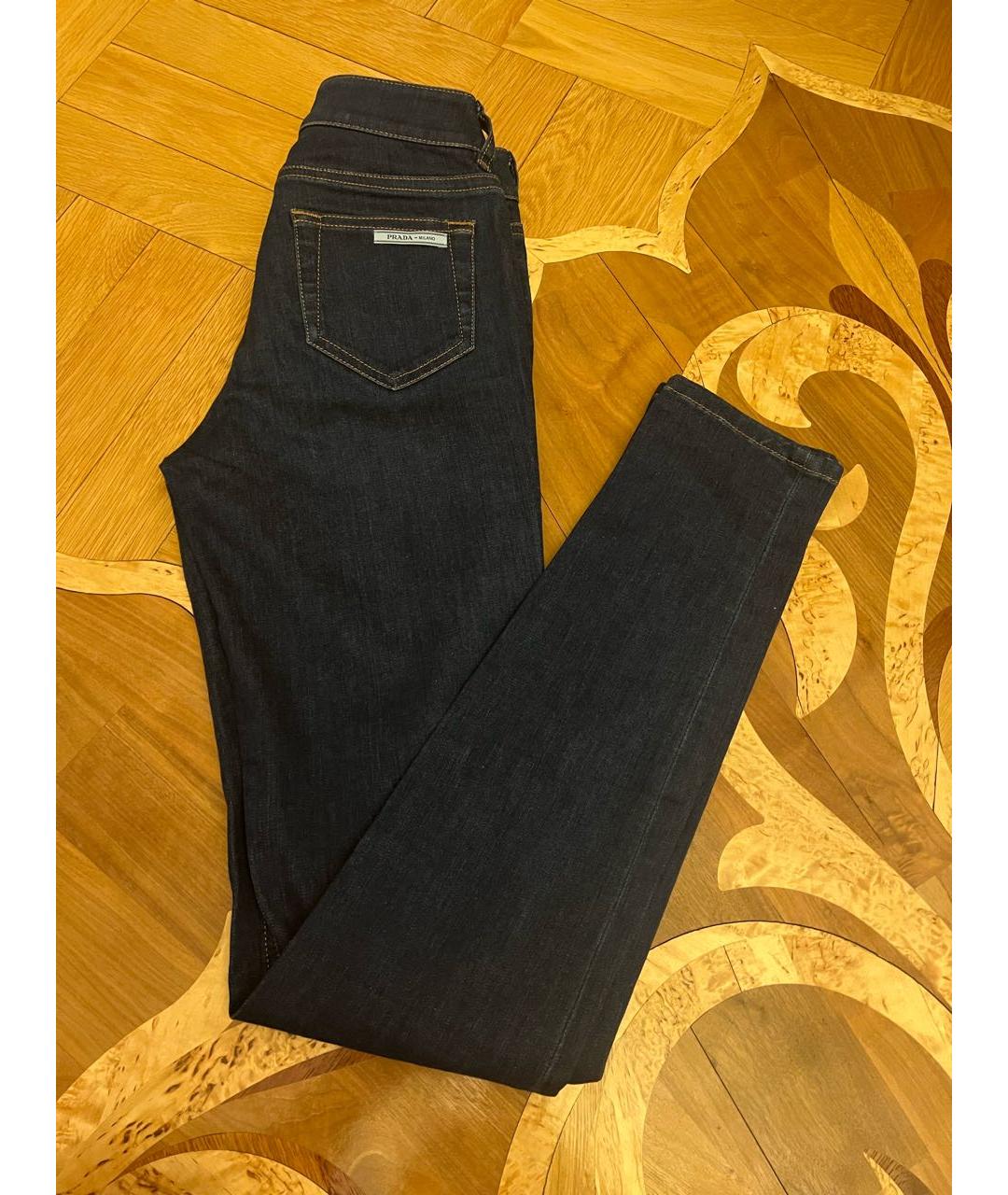 PRADA Темно-синие хлопко-эластановые джинсы слим, фото 2