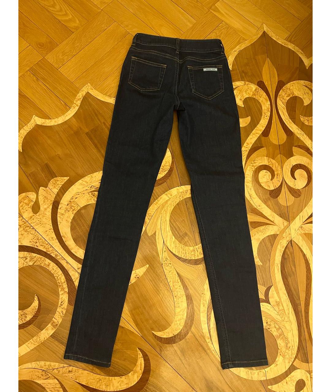 PRADA Темно-синие хлопко-эластановые джинсы слим, фото 8