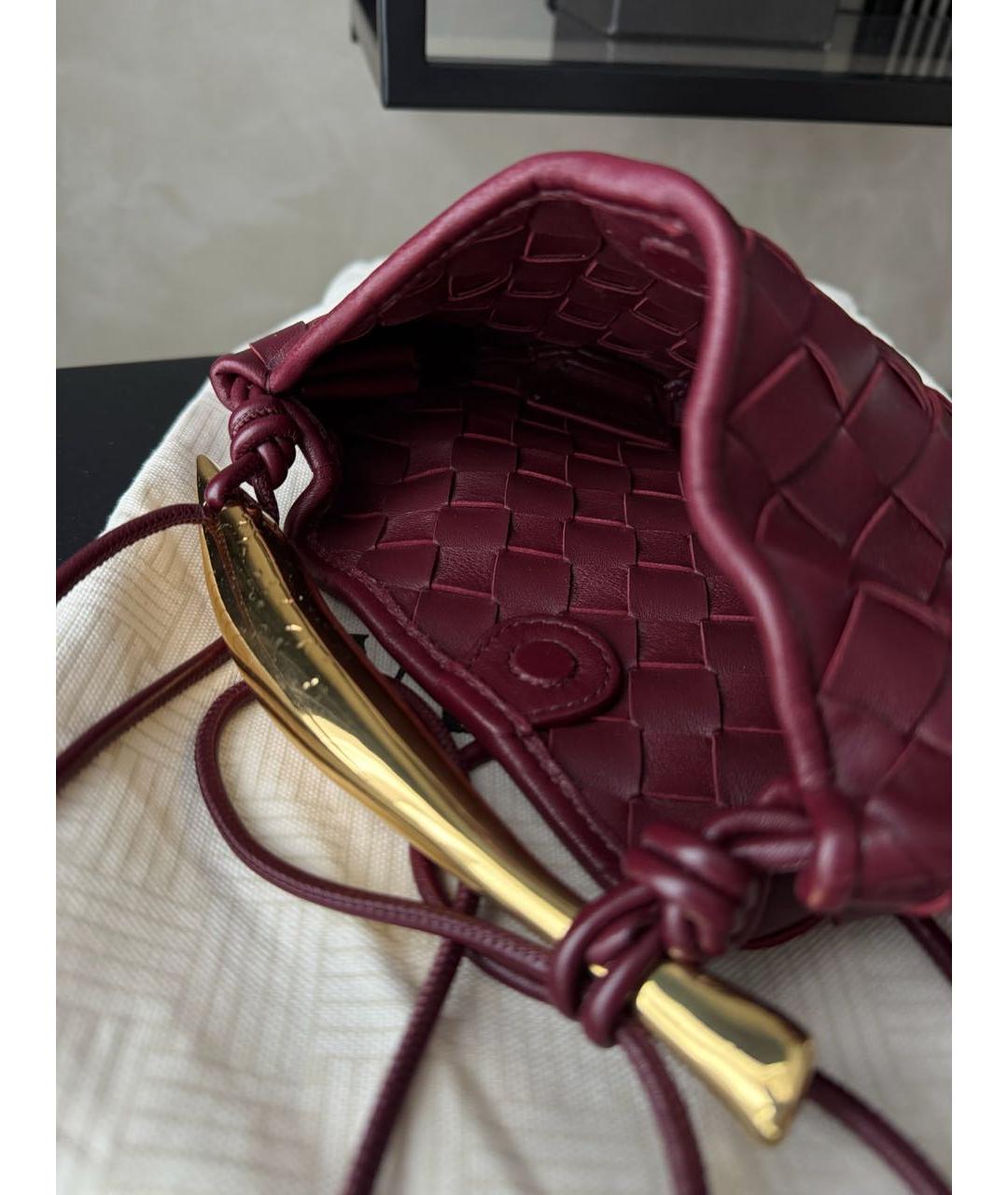 BOTTEGA VENETA Бордовая кожаная сумка тоут, фото 3