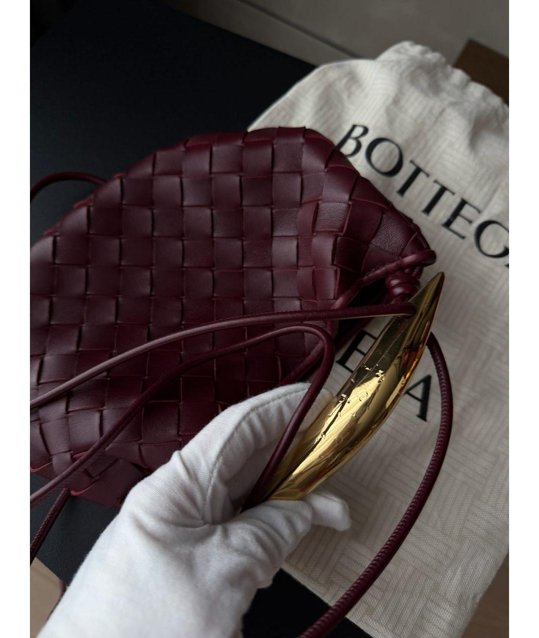 BOTTEGA VENETA Бордовая кожаная сумка тоут, фото 5