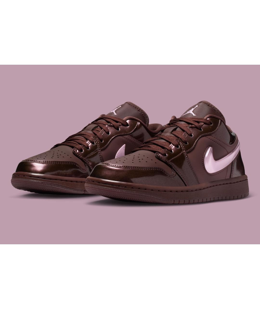 JORDAN Коричневые кроссовки из лакированной кожи, фото 2