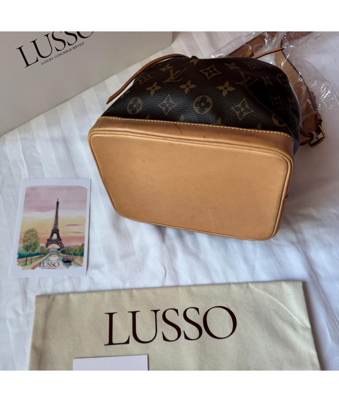 LOUIS VUITTON Коричневая кожаная сумка тоут, фото 5