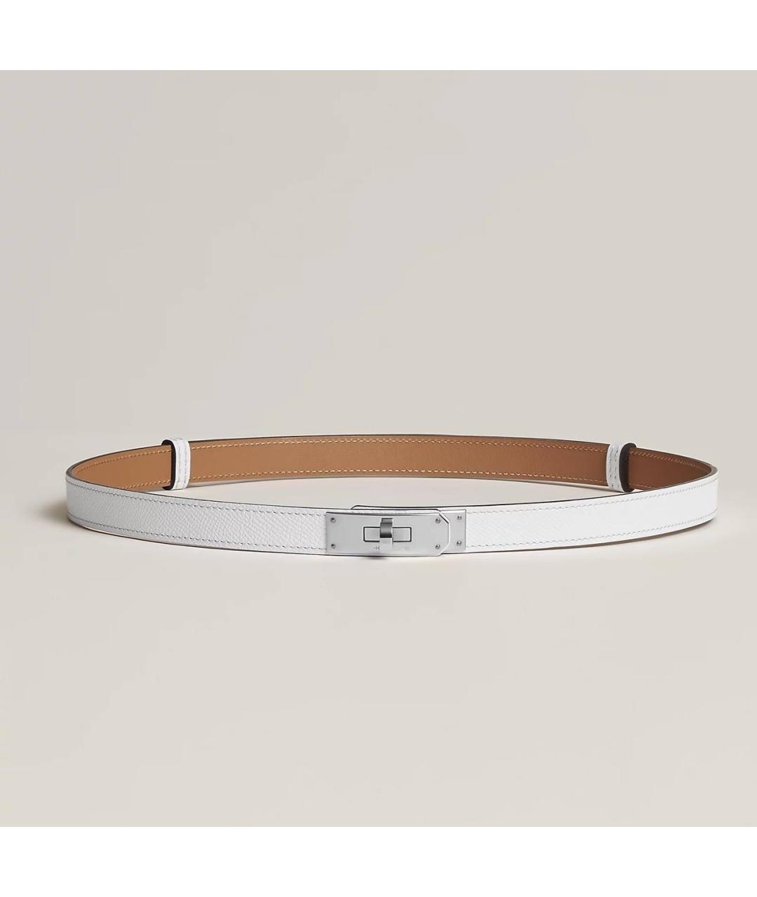 HERMES Белый кожаный ремень, фото 3