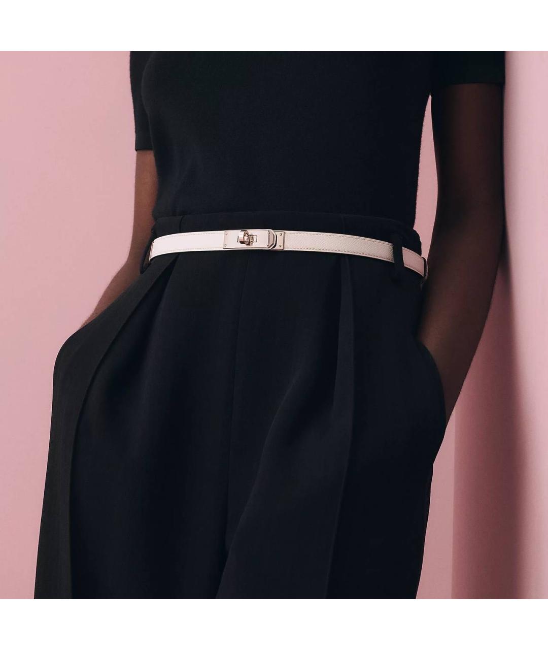 HERMES Белый кожаный ремень, фото 2