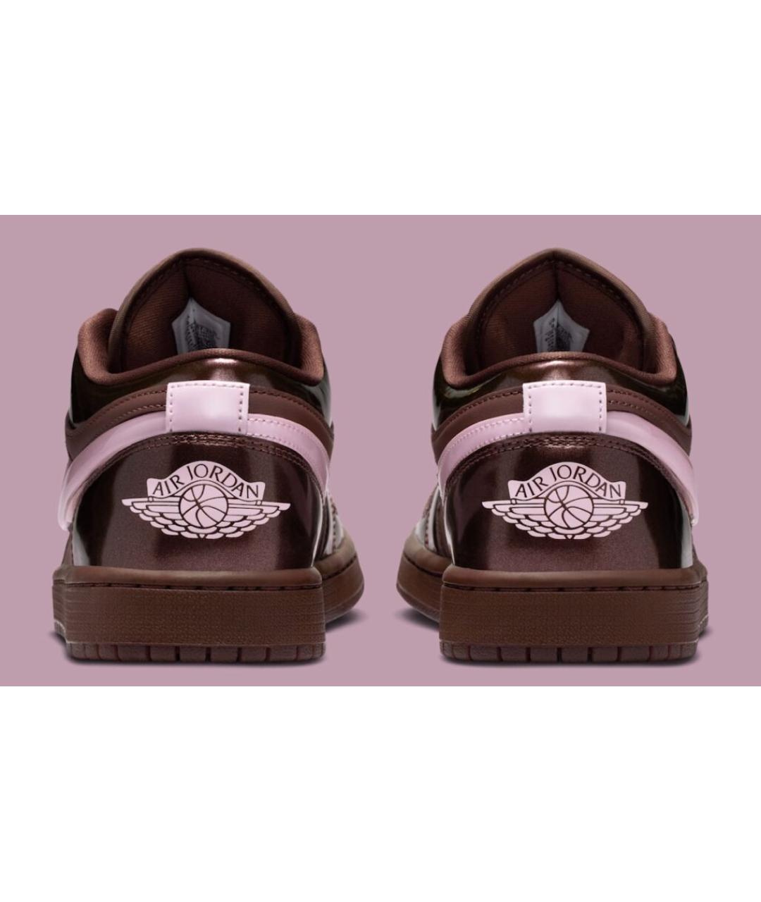 JORDAN Коричневые низкие кроссовки / кеды из лакированной кожи, фото 4