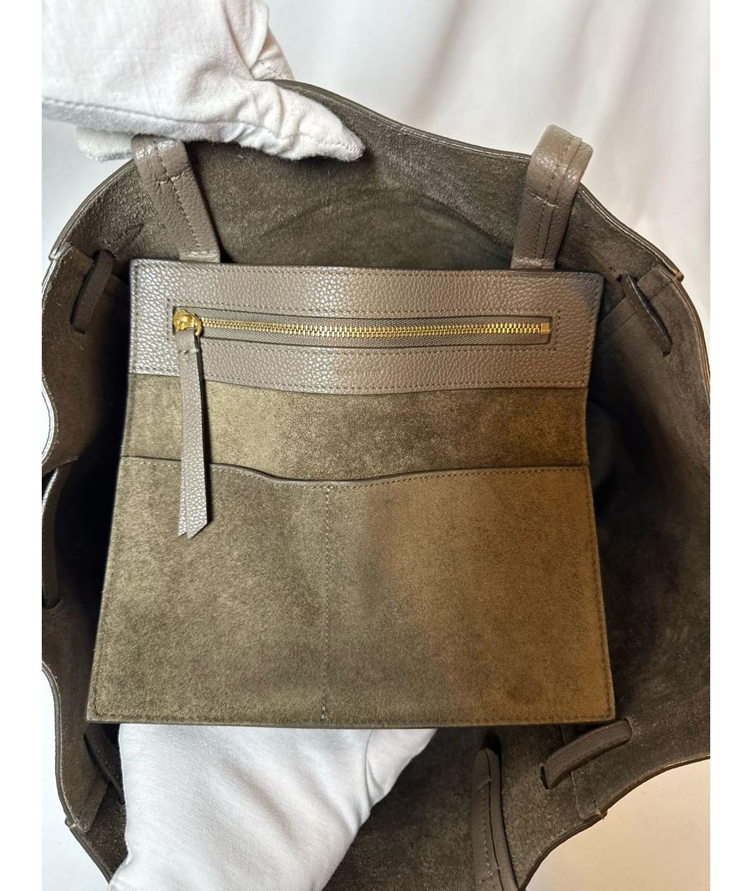 CELINE Антрацитовая кожаная сумка с короткими ручками, фото 6