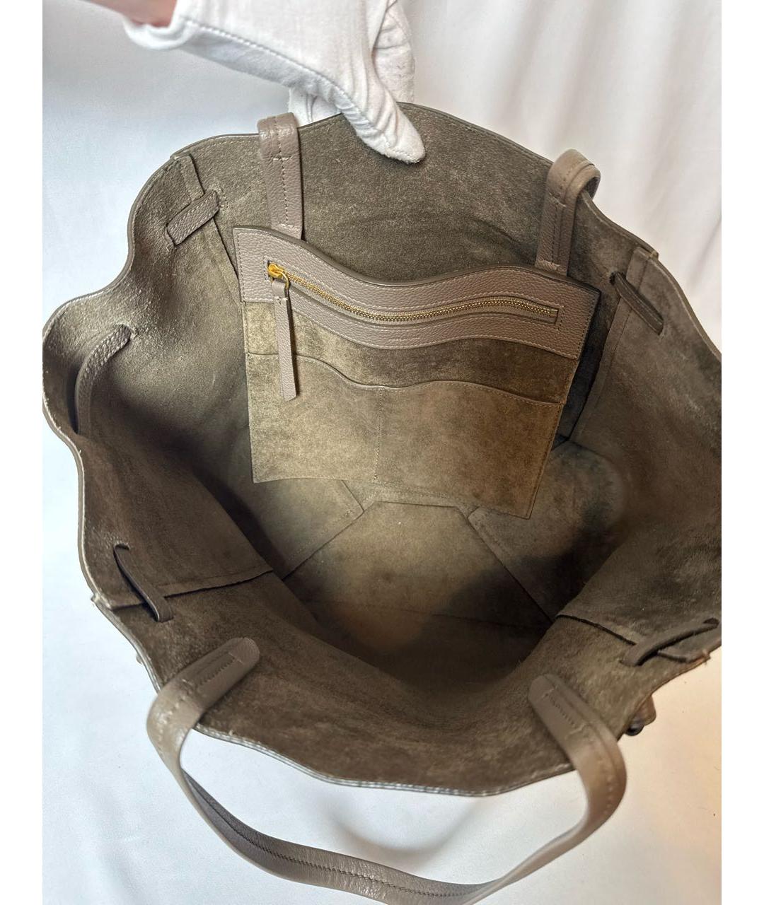 CELINE Антрацитовая кожаная сумка с короткими ручками, фото 5