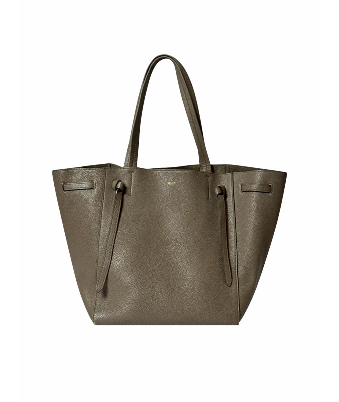 CELINE Антрацитовая кожаная сумка с короткими ручками, фото 1