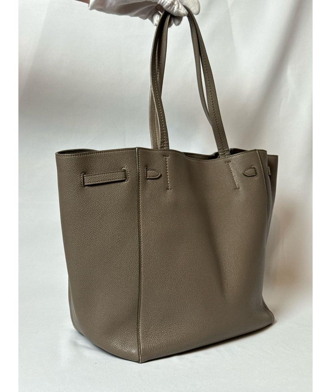 CELINE Антрацитовая кожаная сумка с короткими ручками, фото 4