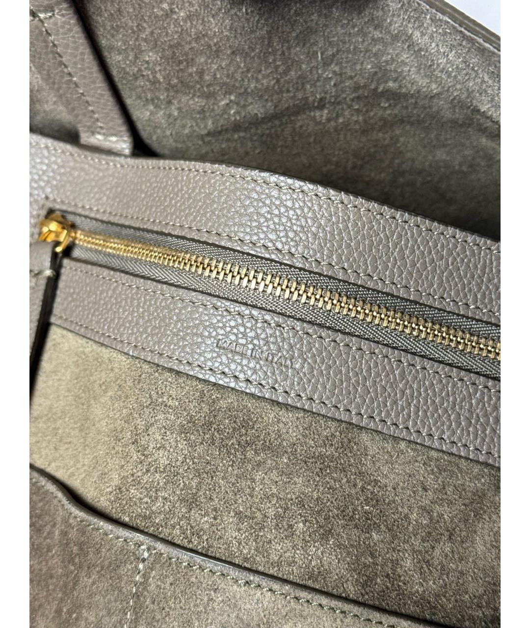 CELINE Антрацитовая кожаная сумка с короткими ручками, фото 7