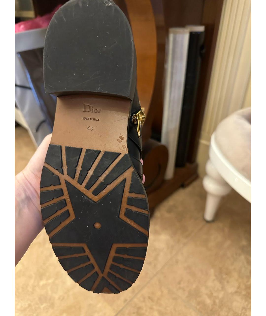 CHRISTIAN DIOR Черные кожаные ботинки, фото 7