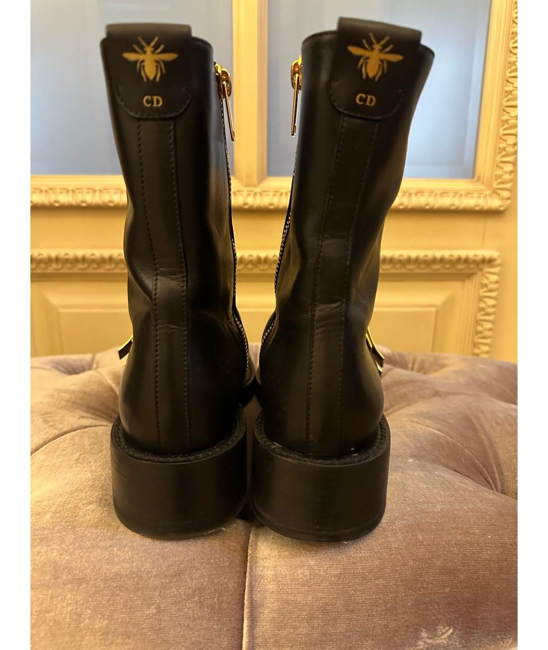CHRISTIAN DIOR Черные кожаные ботинки, фото 4