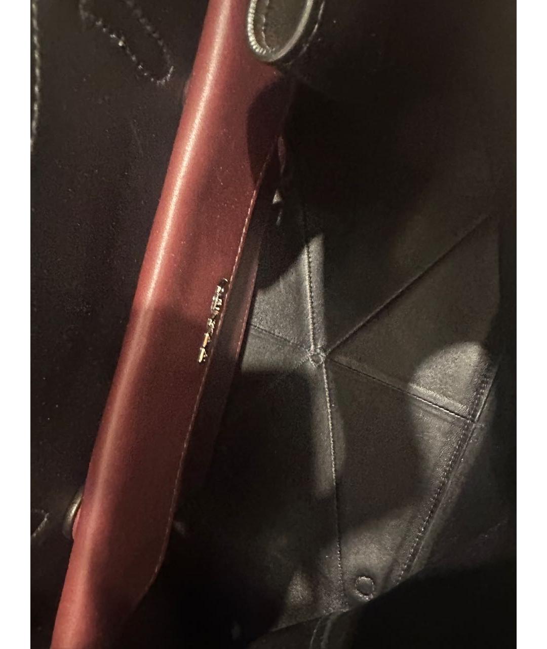 PRADA Бордовая кожаная сумка с короткими ручками, фото 8