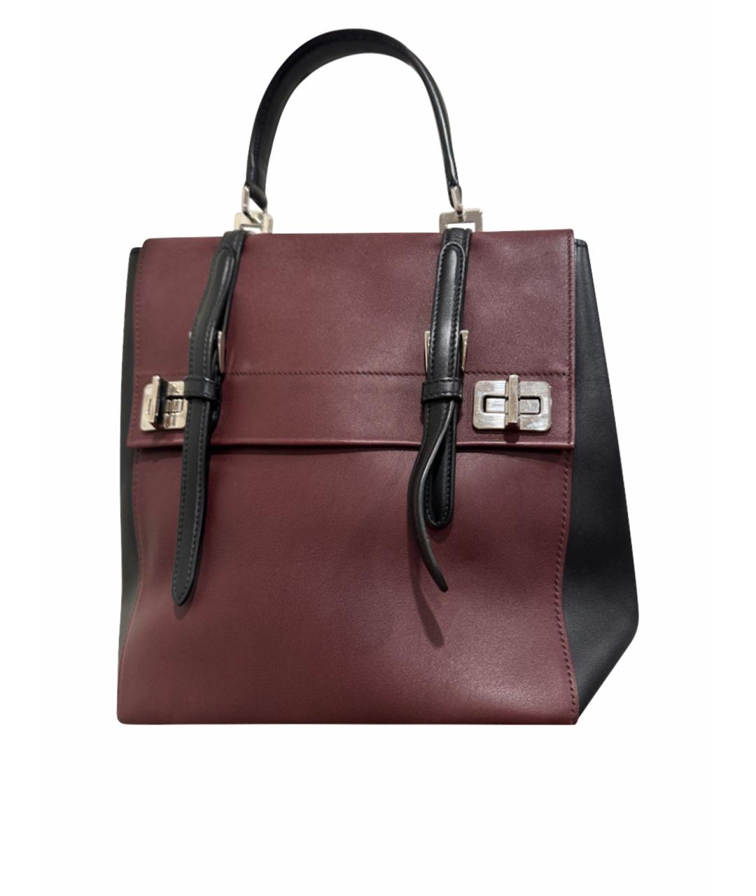 PRADA Бордовая кожаная сумка с короткими ручками, фото 1