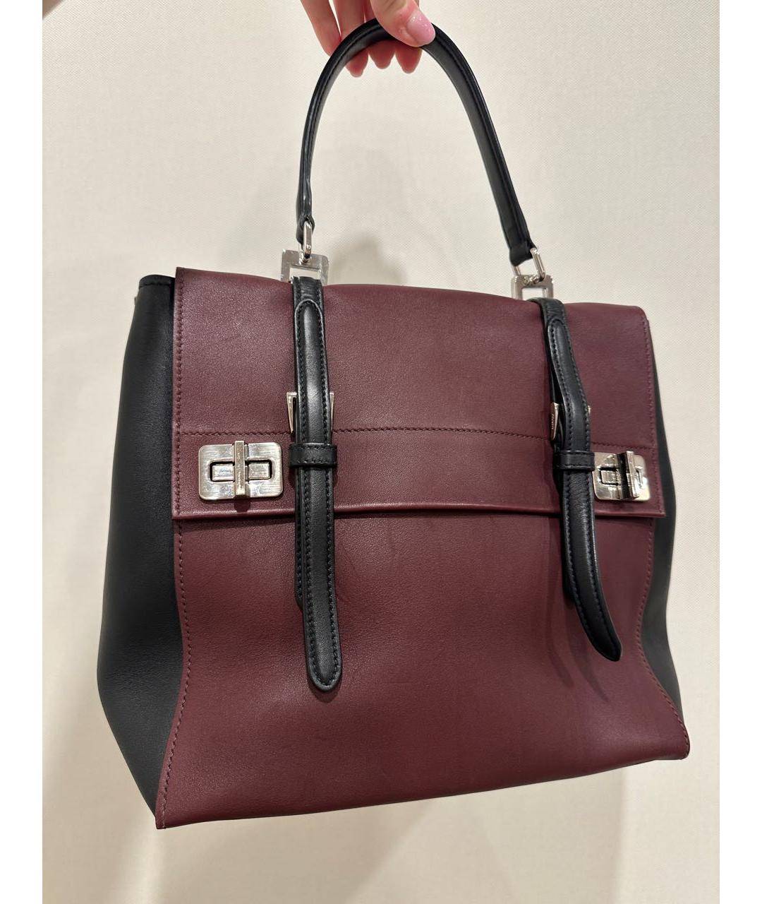 PRADA Бордовая кожаная сумка с короткими ручками, фото 2