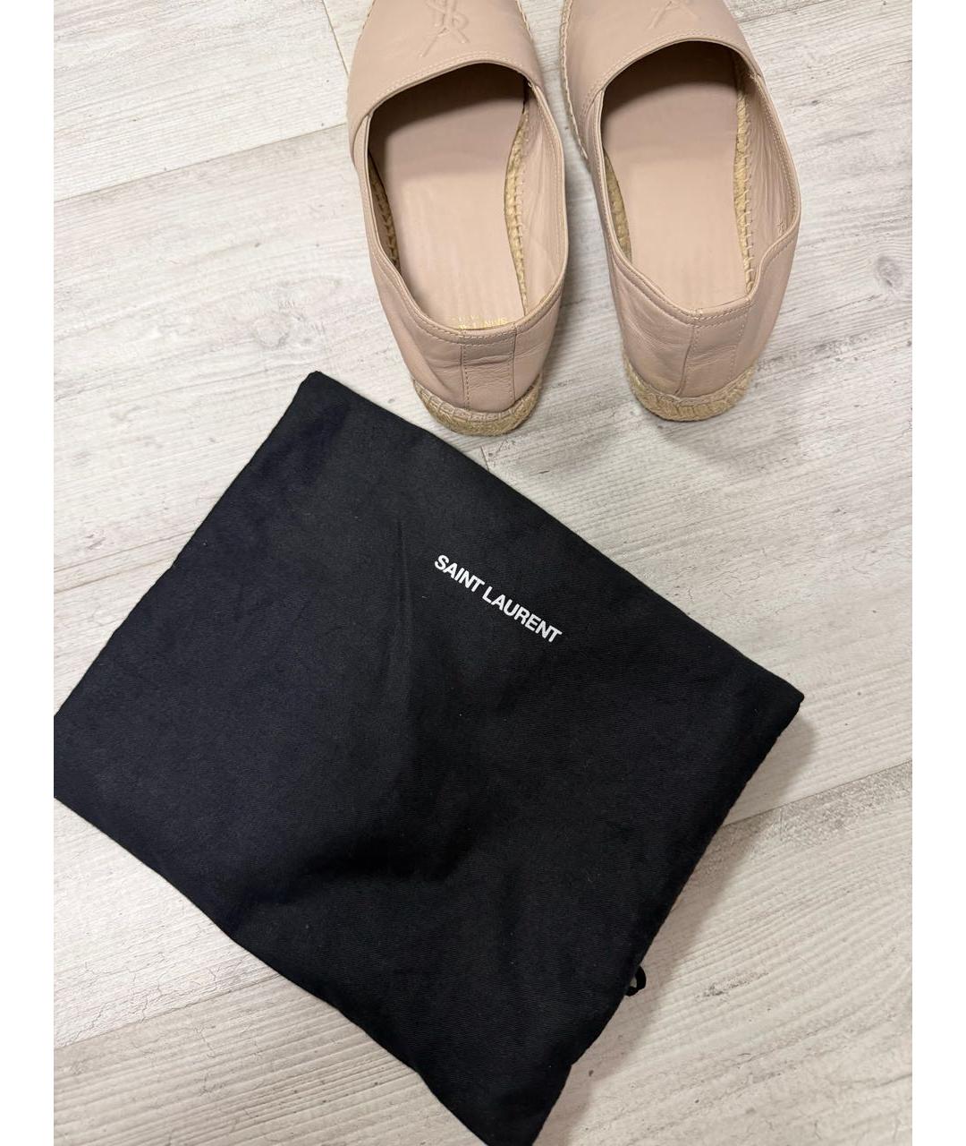 SAINT LAURENT Бежевые кожаные эспадрильи, фото 6