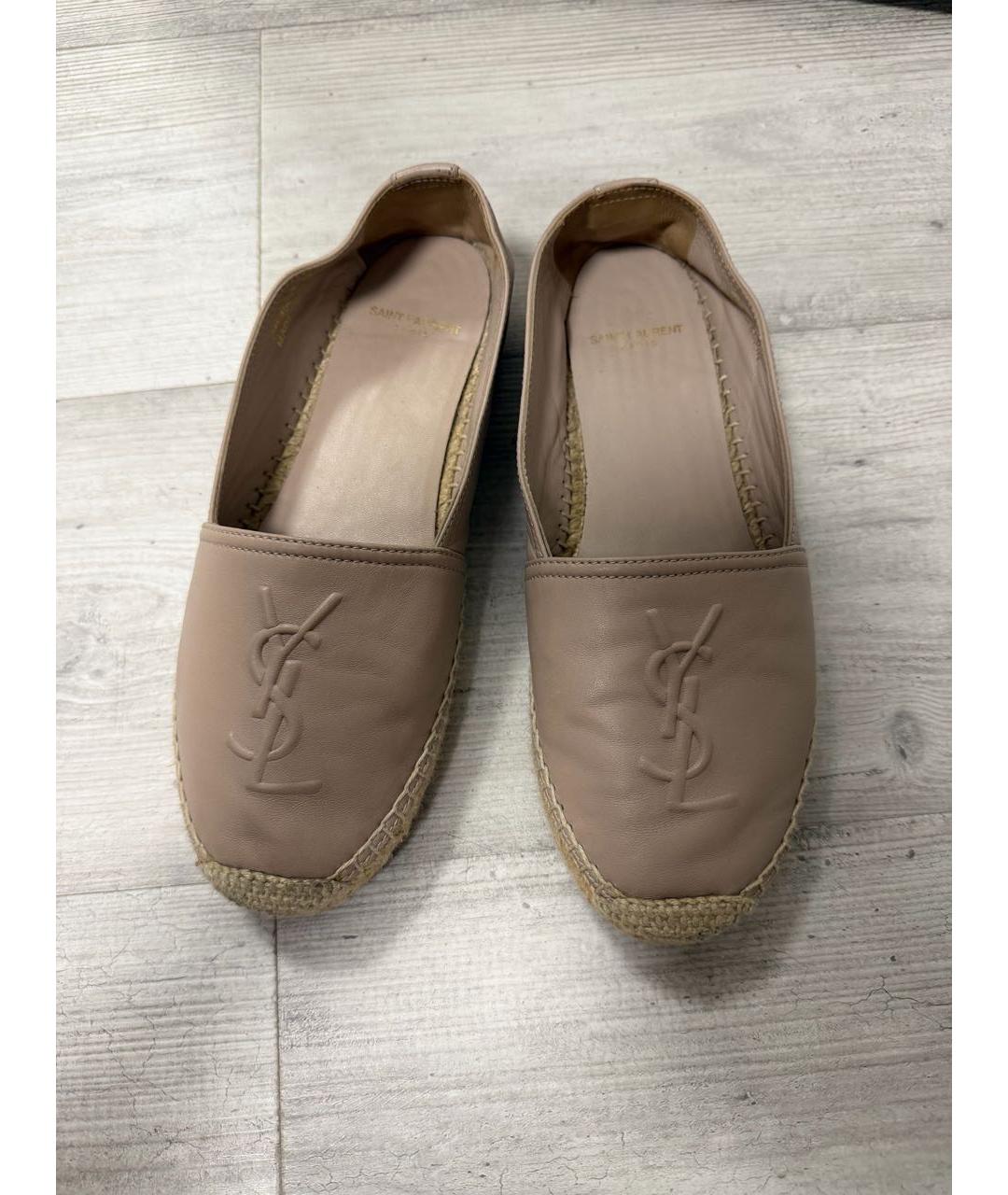 SAINT LAURENT Бежевые кожаные эспадрильи, фото 2