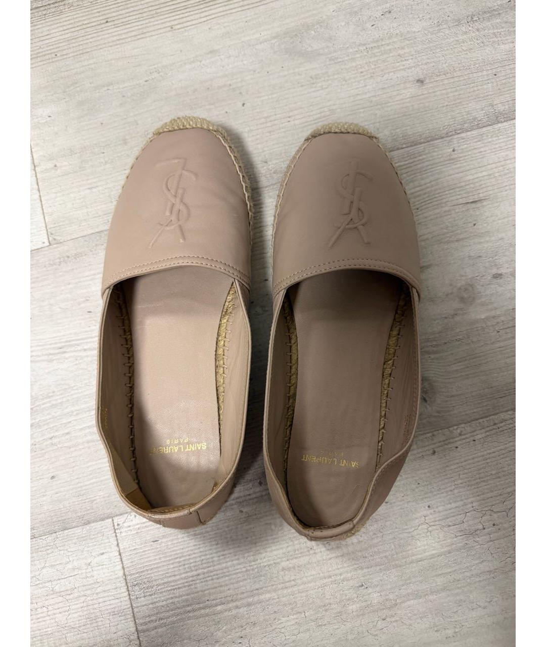 SAINT LAURENT Бежевые кожаные эспадрильи, фото 3