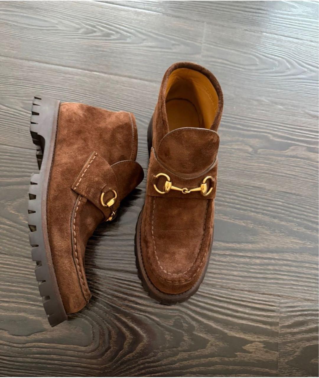 GUCCI Коричневые замшевые ботинки, фото 7