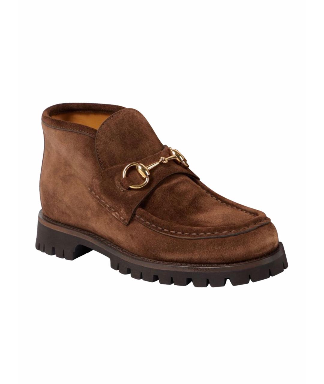 GUCCI Коричневые замшевые ботинки, фото 1