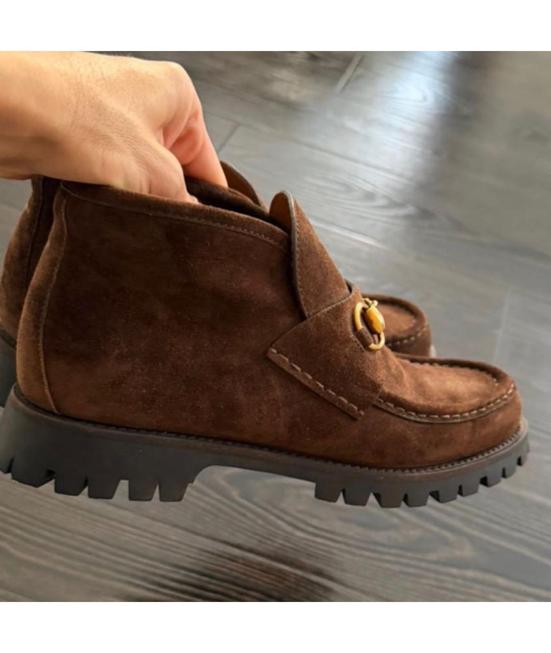 GUCCI Коричневые замшевые ботинки, фото 3