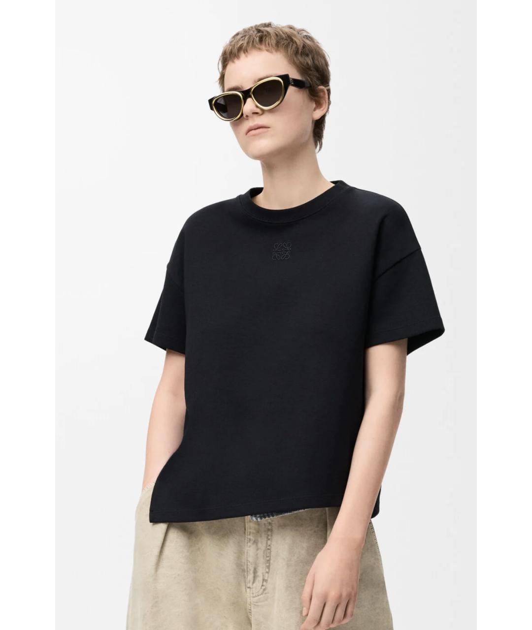 LOEWE Черная хлопковая футболка, фото 2
