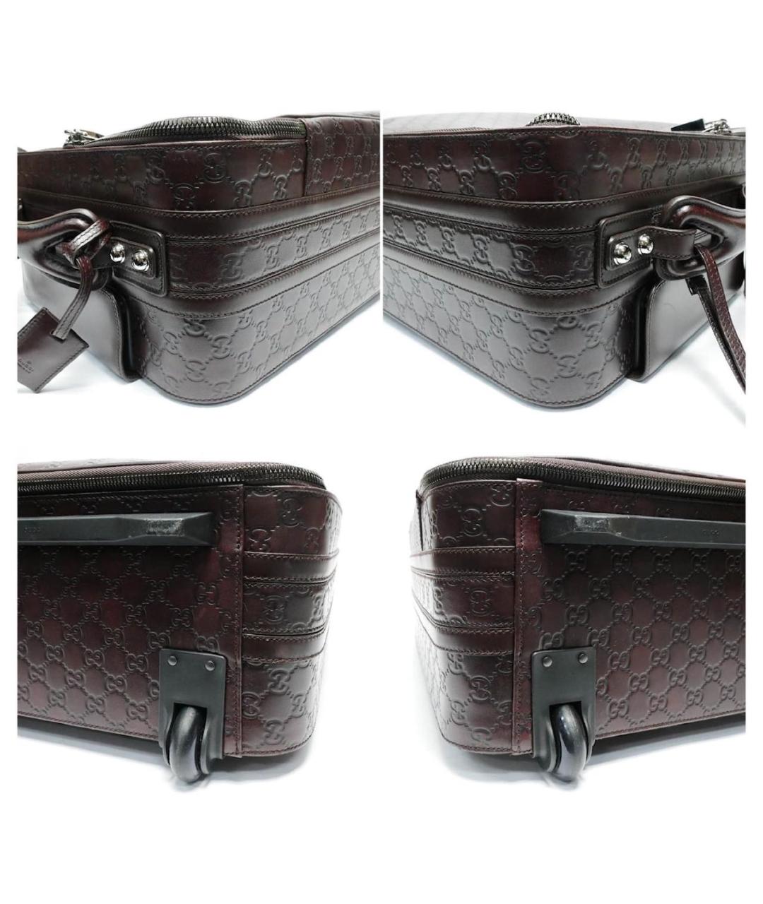 GUCCI Коричневый кожаный чемодан, фото 7