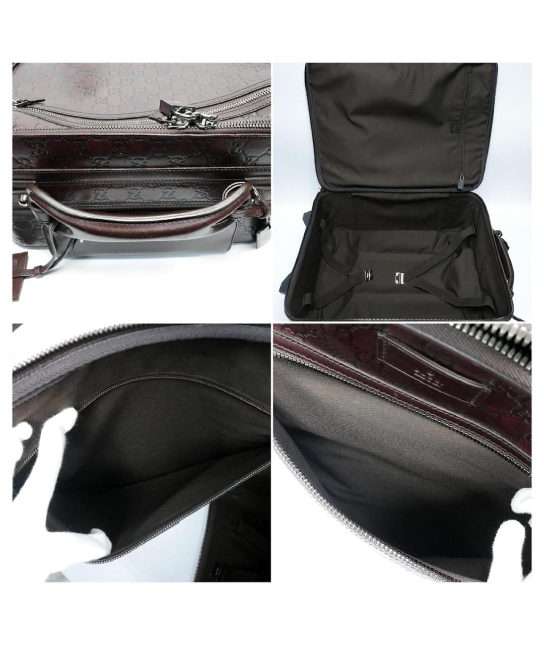 GUCCI Коричневый кожаный чемодан, фото 5