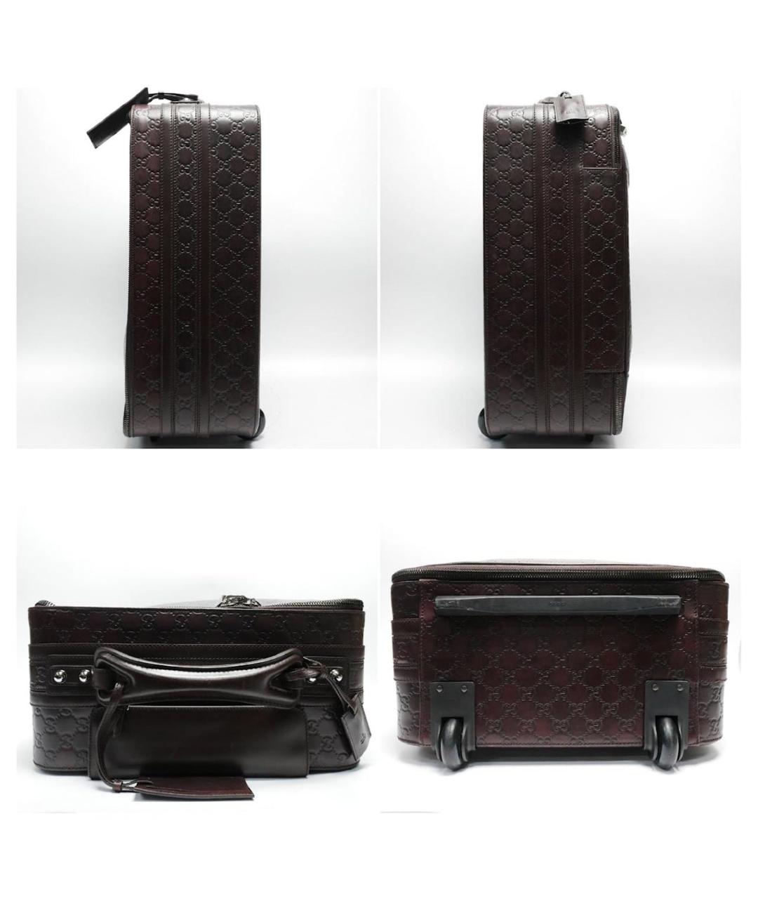 GUCCI Коричневый кожаный чемодан, фото 6