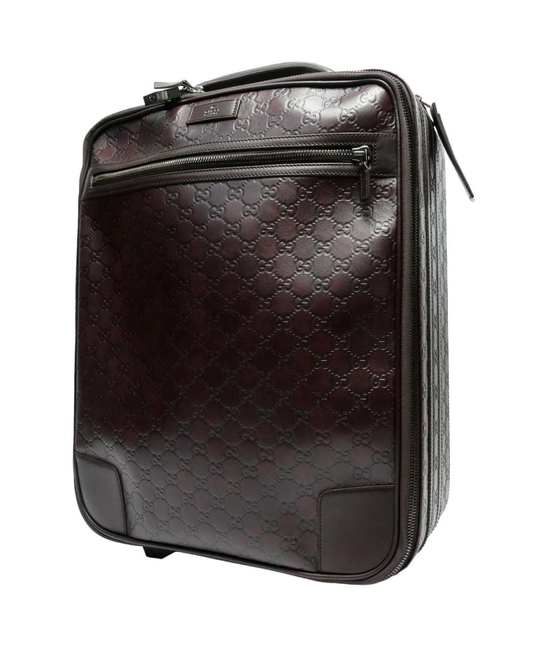 GUCCI Коричневый кожаный чемодан, фото 2