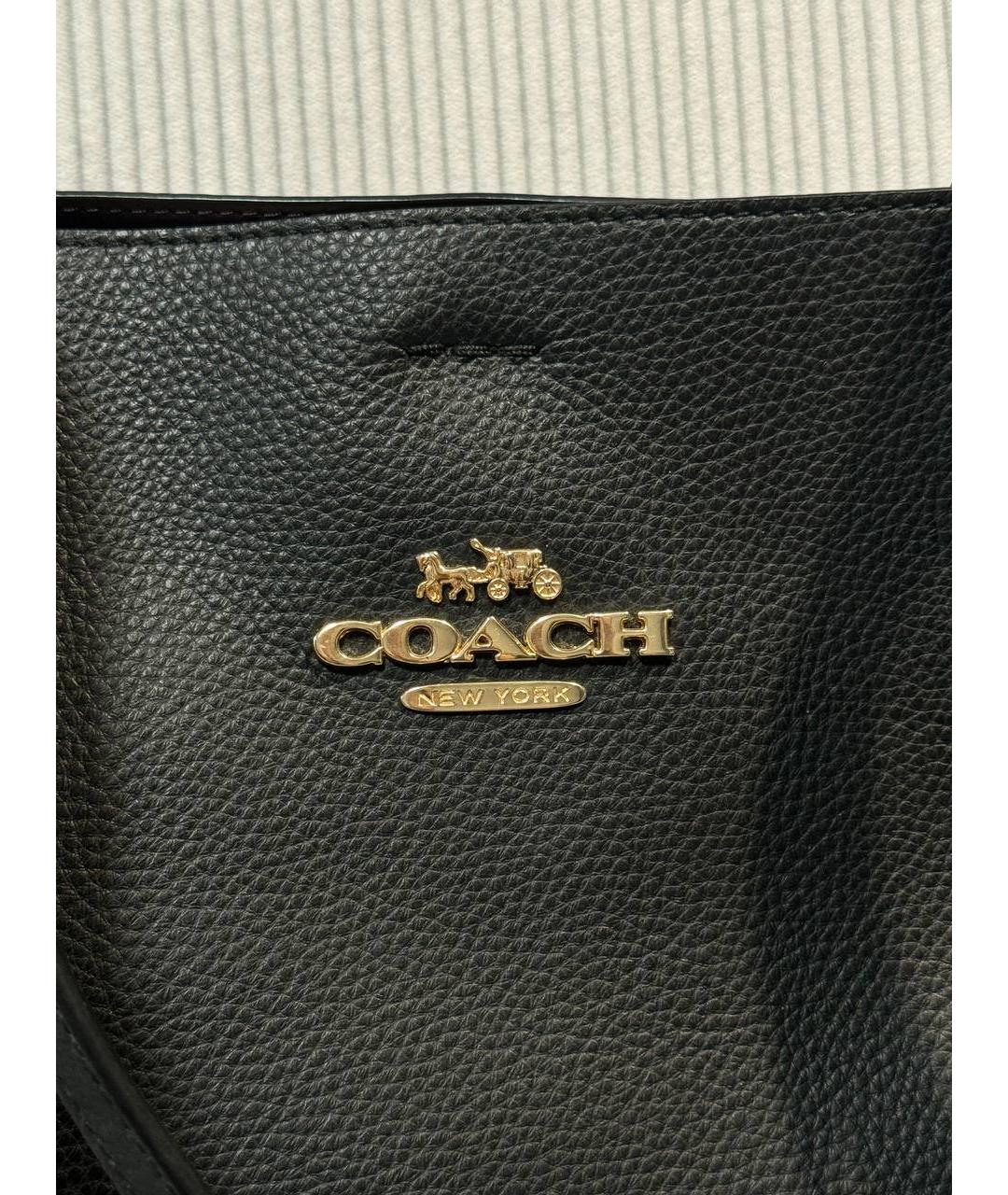 COACH Черная кожаная сумка тоут, фото 3