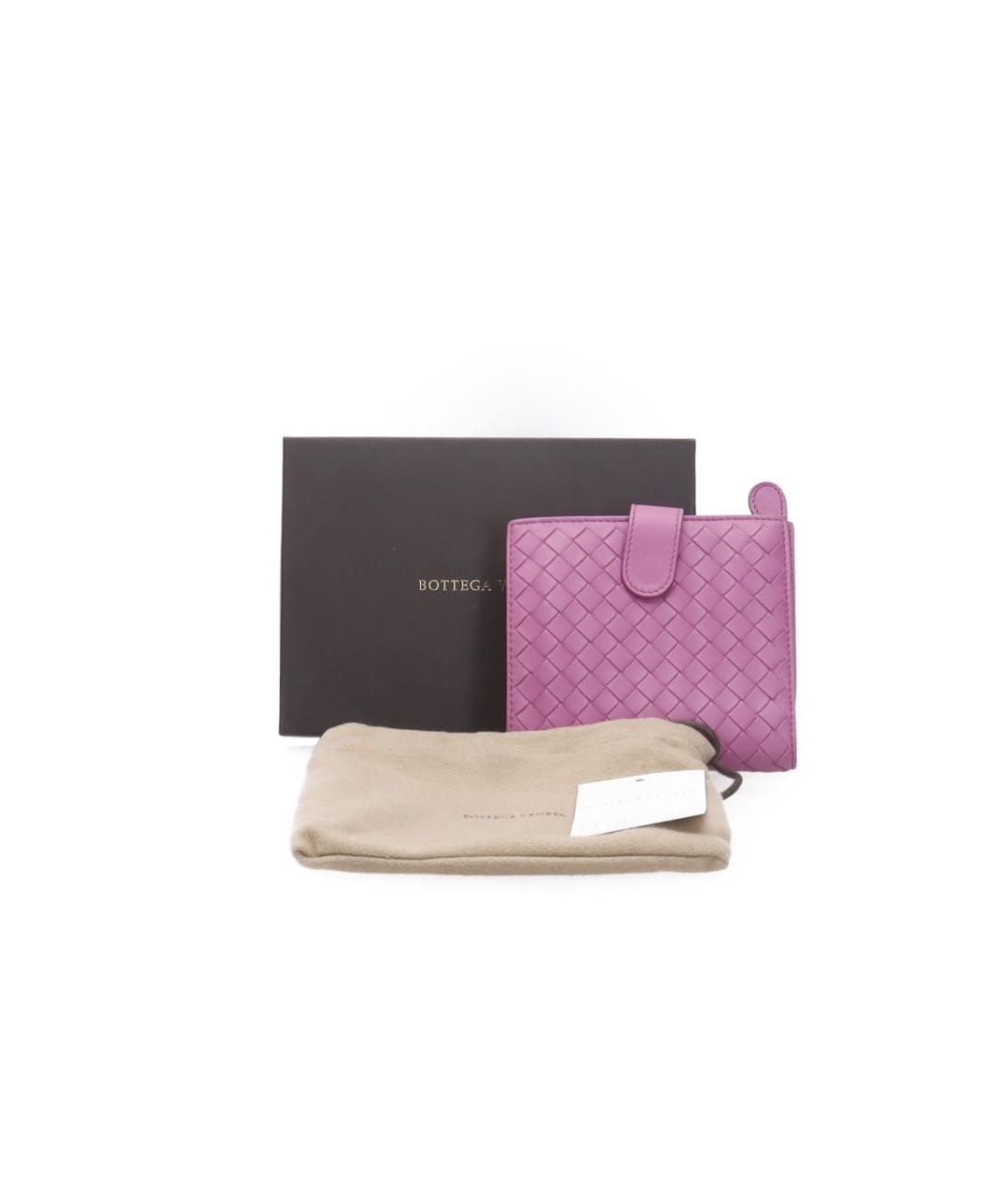 BOTTEGA VENETA Розовый кожаный кошелек, фото 4