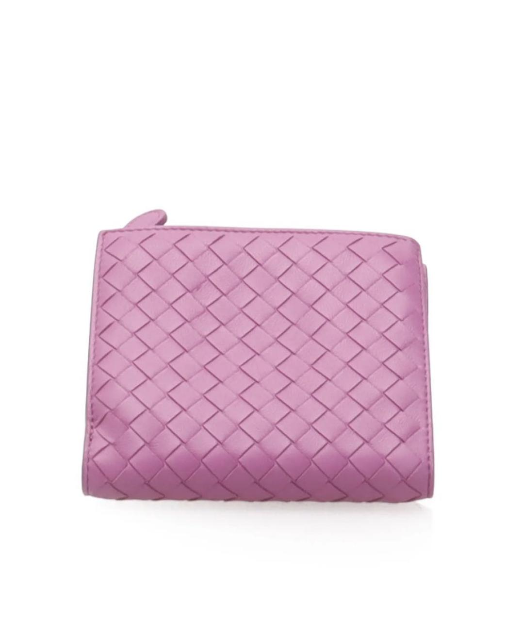 BOTTEGA VENETA Розовый кожаный кошелек, фото 3