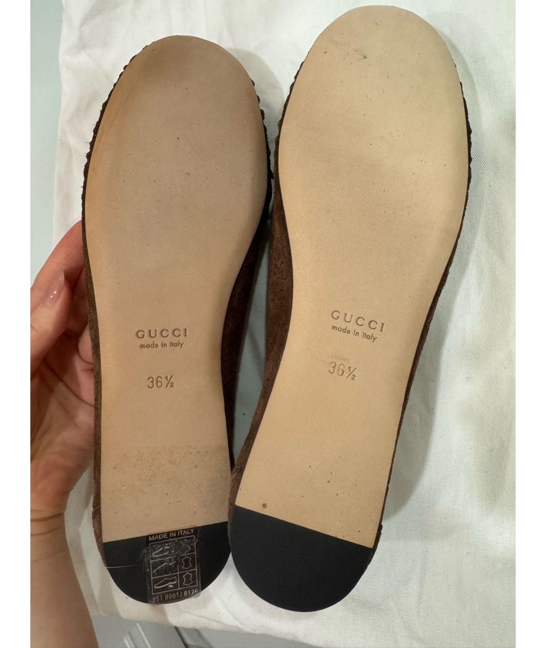 GUCCI Коричневые замшевые мокасины, фото 5