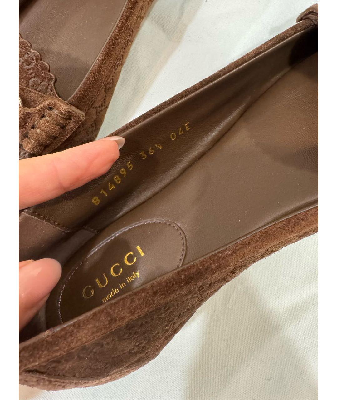 GUCCI Коричневые замшевые мокасины, фото 6