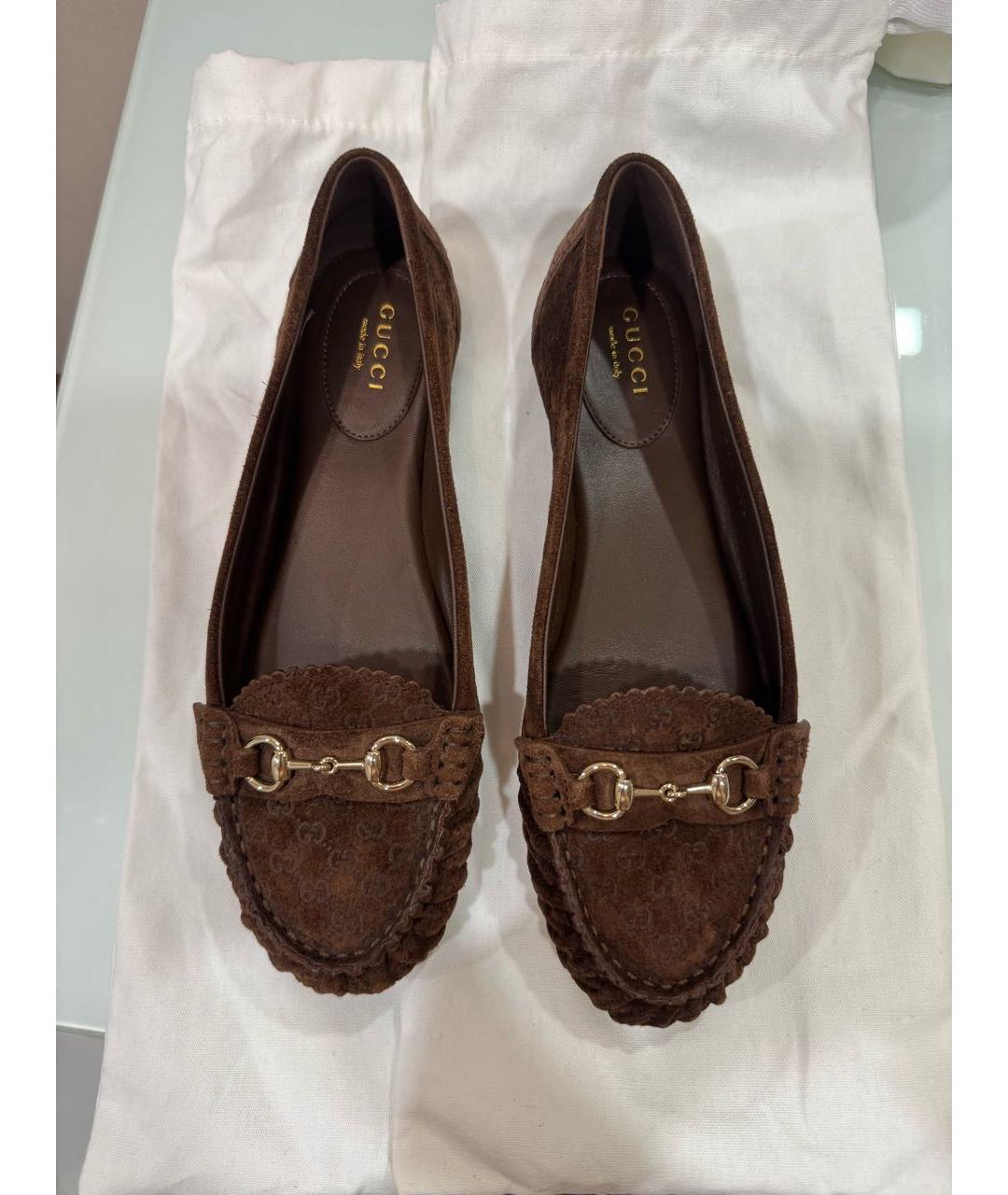 GUCCI Коричневые замшевые мокасины, фото 3