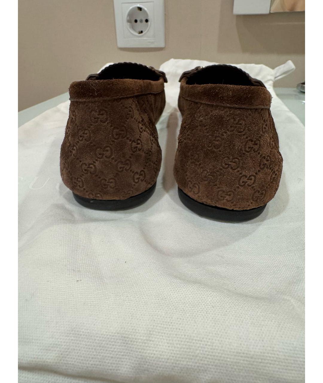 GUCCI Коричневые замшевые мокасины, фото 4