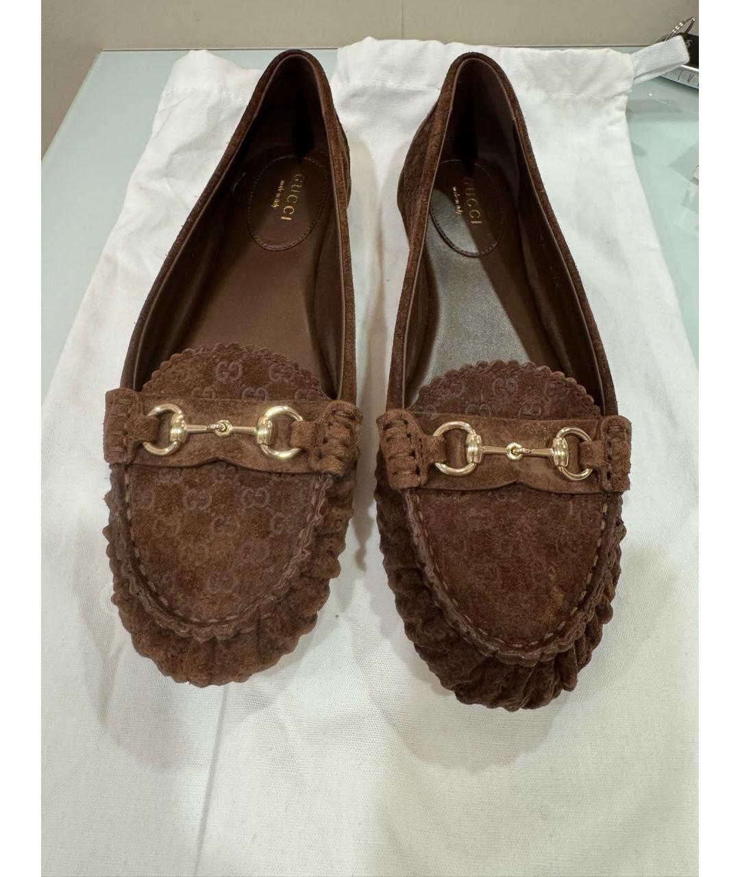 GUCCI Коричневые замшевые мокасины, фото 2