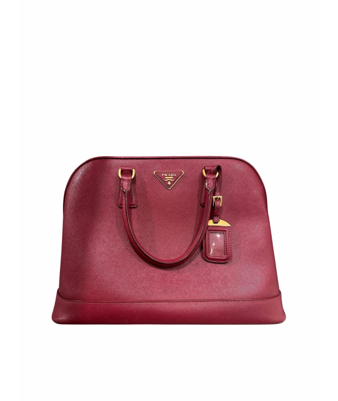 PRADA Бордовая кожаная сумка с короткими ручками, фото 1