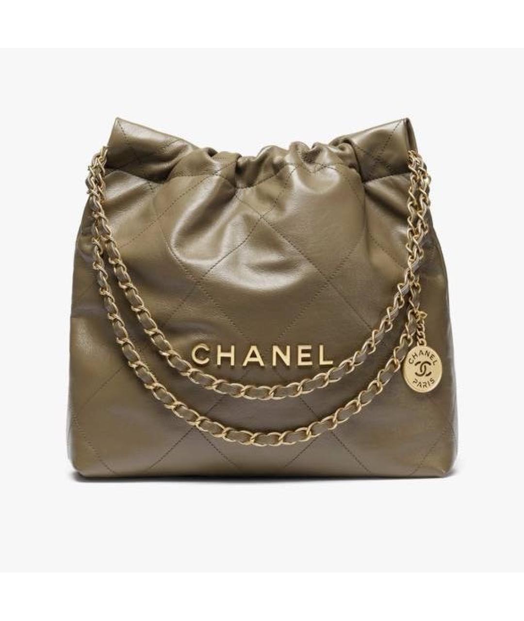 CHANEL Хаки кожаная сумка через плечо, фото 3