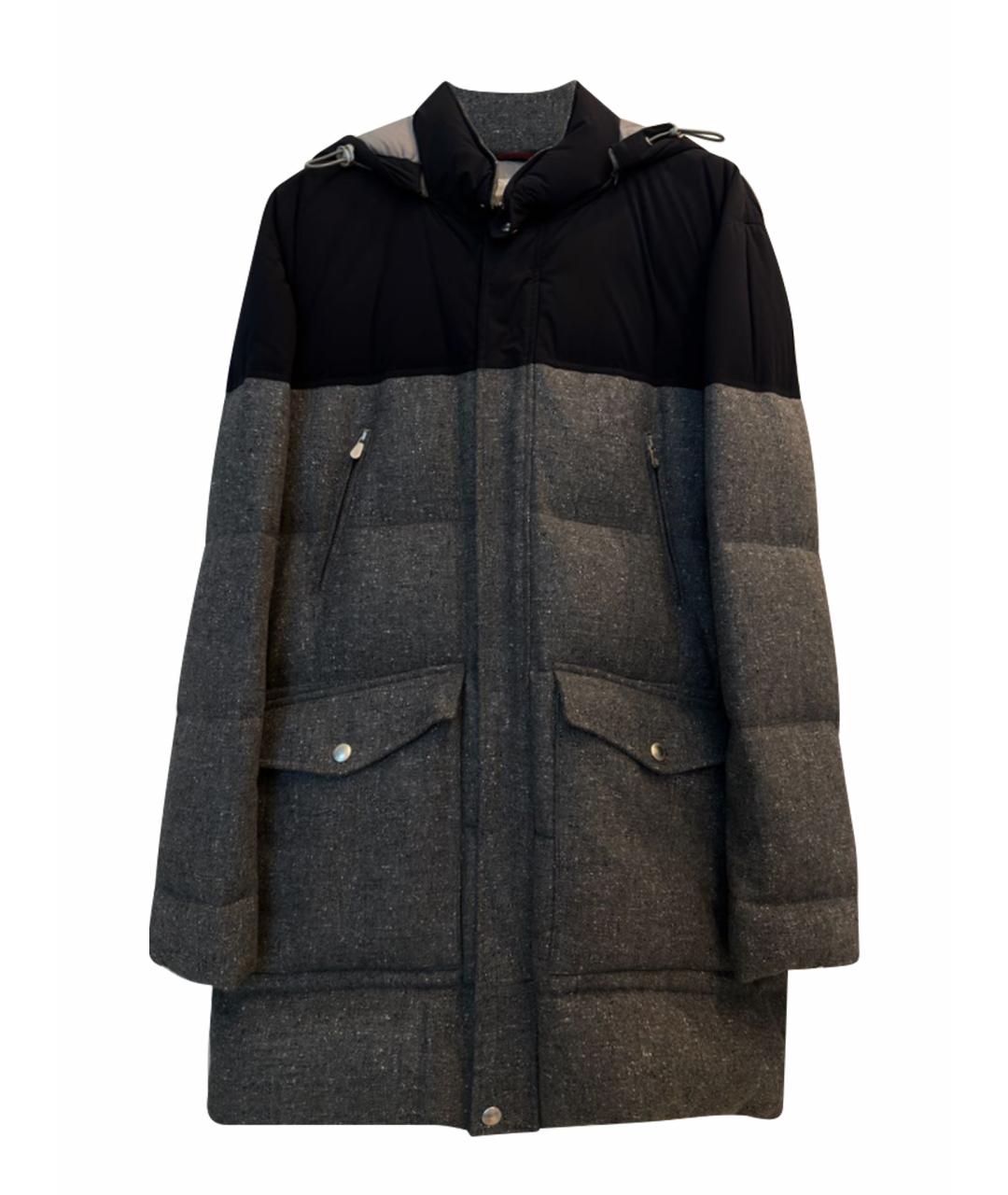 BRUNELLO CUCINELLI Серый шерстяной пуховик, фото 1